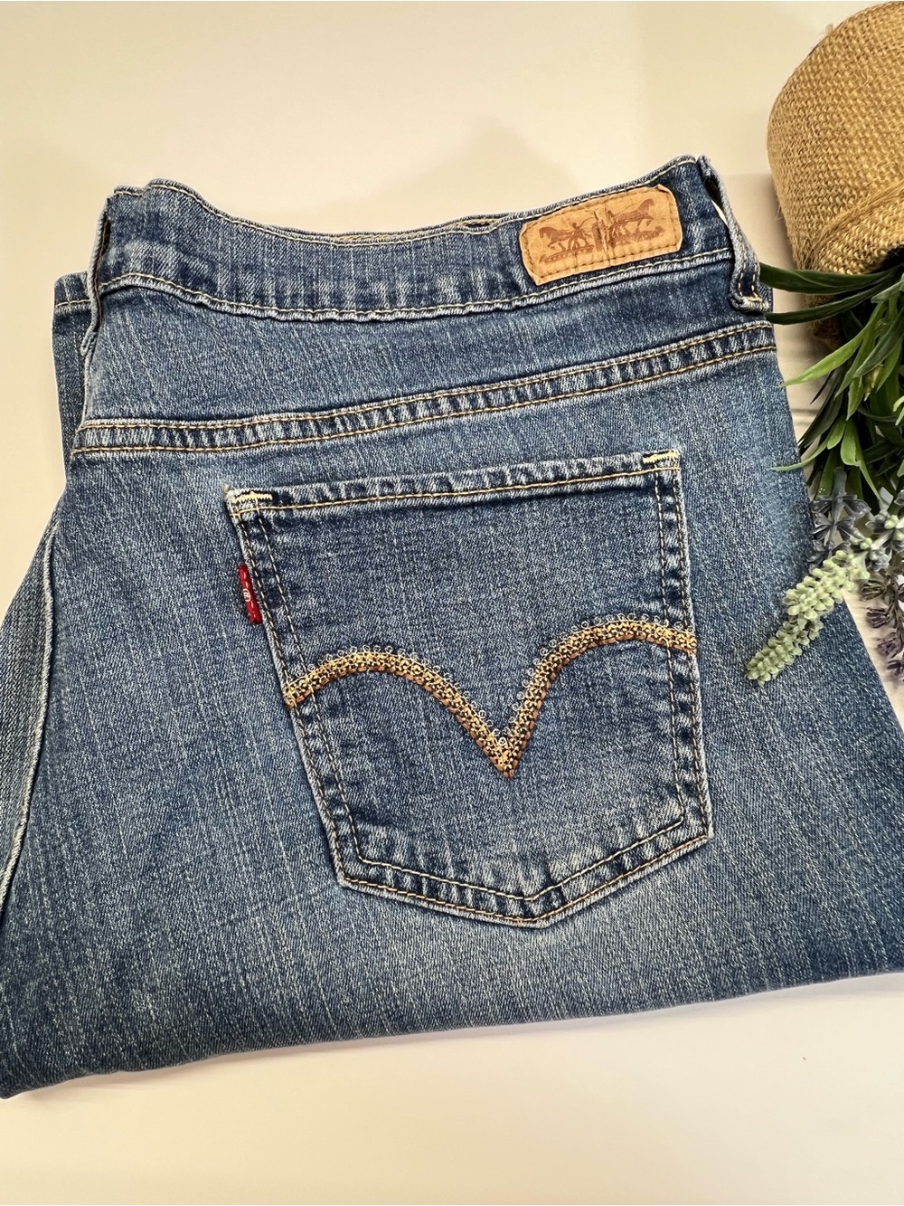 Levi's Women's Blue Bootcut Jeans with Embroidered Back Pocket